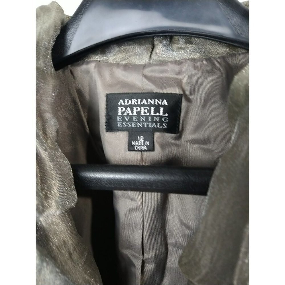 Adrianna Panel Evening Essentials Metallic Taupe Runched Collar Timeless Jacket. - Picture 10 of 14